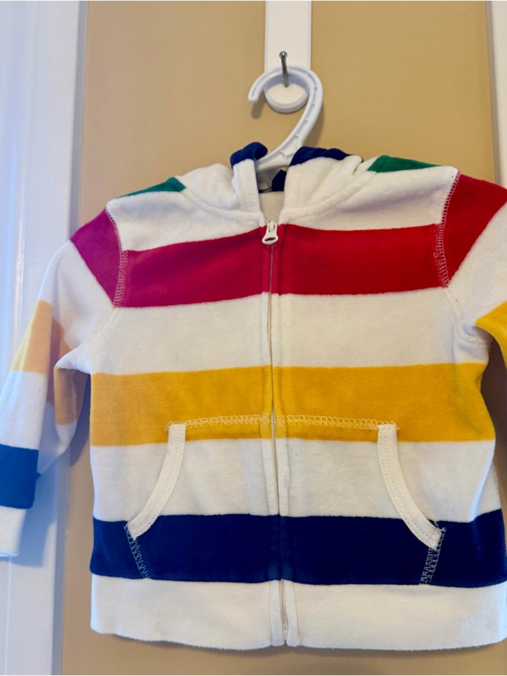 Hudson's Bay Company Infants' 6-12 month Velour Striped Full Zip Hoodie